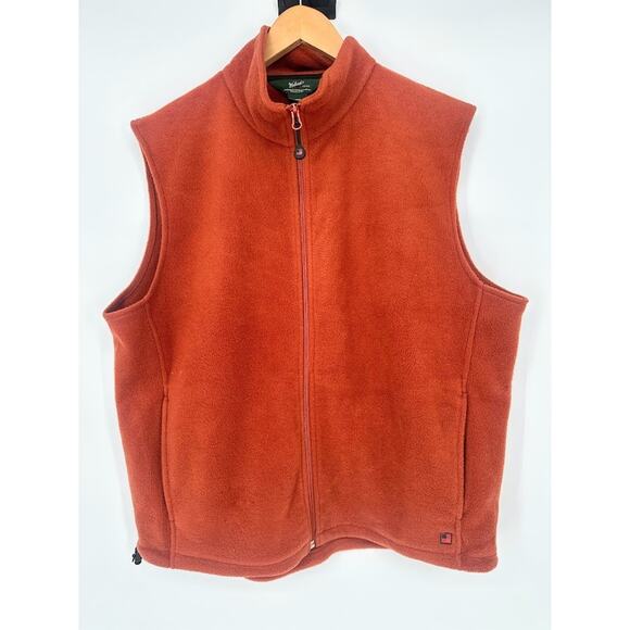 Woolrich Fleece Vest Mens L Activewear Burnt Orange Zip Front Pocket Outdoor - Picture 1 of 11